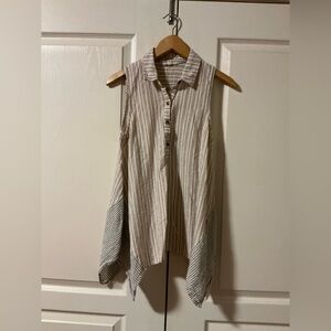 Hem & Thread Sleeveless Striped Handkerchief Hem Tunic Top/Dress, S